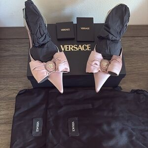 Versace Pink Heels with Bow Detail